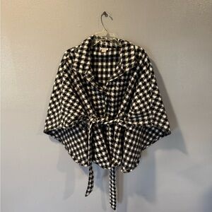Juicy Couture Black and White Plaid Belted Cape